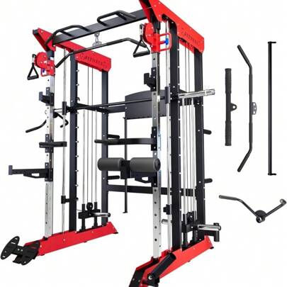LIZHOUMIL Power Cage Smith Machine, 3600lbs Multi-Functional All-In-1 Power Rack With Cable Crossover+Squat Rack For Home Gym Equipment