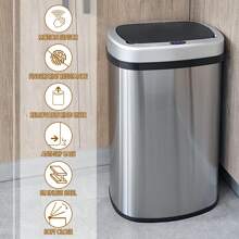 Display4top Stainless Steel Automatic Touchless Kitchen Bathroom Sensor Bin,Trash Can,Touch Bin (58LRound)