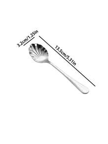 1/2/5/10pcs Gold/Silver Stainless Steel Shell Shaped Spoons, Coffee Spoons, Dessert Spoons, Sugar Spoons, Ice Cream And Cheese Spoons,School Supplies