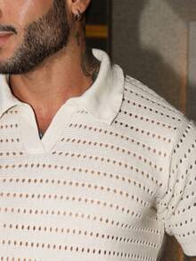 TRICOT DE LUXO camisa masculina blusa gola polo tricot verão primavera homens casual alta qualidade envio imediato dia dos pais - Branco - Visão 6