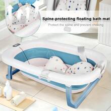 Bañera plegable para bebé con termómetro digital, almohada de baño, compacta, portátil, rosa, gris, azul y verde
