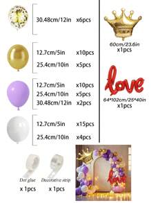 61/110pcs Purple Gold White Balloon Flower Balloon Latex Balloon Arch Set Suitable For Valentine's Day Bride Gift Giving,Golden Glitter Transparent Balloon,Engagement Wedding Party,Wedding Anniversary Decoration,Balloon Garland Kit,Wedding Balloons Set,Birthday Party Gifts Graduation Birthday Decorations Party Decorations Bachelorette Decor Graduation Decorations
