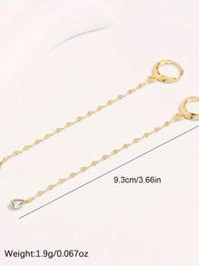 1 Pair 925 Silver Minimalist Water Drop Cubic Zirconia Tassel Dangle Earrings, Suitable For Women's Daily Wear And Matching - Yellow Gold - View 3