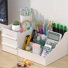 1pc Storage Box With 2 Drawers, Used For Desktop Organization, Makeup Tool And Skincare Product Storage, As Well As Jewelry Storage, Dressing Table Accessories, Bathroom Accessories, Storage Box,For Holiday Beach, Bathroom Collection, Bedroom Collection, Large Capacity