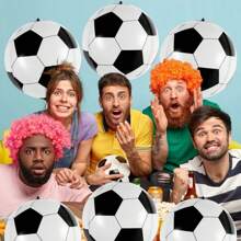 6pcs Black & White Polyester Thin Football Balloons, 22 Inch Football Balloons, 4D Football Balloons For Football Party Decor, Football Foil Balloons For Football Birthday Party - Multicolor - View 4