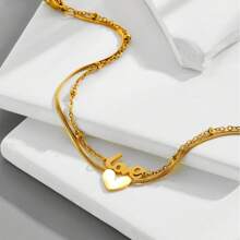1pc Fashion Versatile Double Layer Heart-Shaped Anklet, Suitable For Women's Daily Wear And Gift - Anklet - View 3
