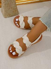 Women's Open Toe Sandals, 2025 Summer New Flat Soft Bottom Comfortable Versatile Beach Sandals - White - View 4