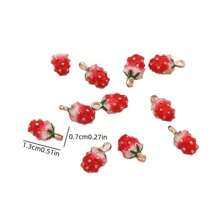20pcs Fashion Strawberry Enamel Metal Alloy Pendant, Zinc Alloy Enamel Pendant For DIY Jewelry Making Earrings Necklaces Bracelets, Keychain Accessory - 20pcs Strawberry Alloy Pendant - View 5