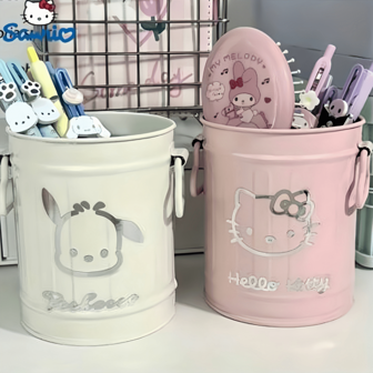 Sanrio 1 Piece Of Cartoon Metal Pencil Holder, With A Painted Portable Paint Storage Bucket, Made Of Metal, Suitable For Student Dormitories, Bedroom Desktop Accessories, Perfect Gift For Back-To-School Season, Organizer, Pencil Case, Pencils Case, Note Holder, Pencil, Box, Pencil Holder, Marker Storage, Teacher Desk
