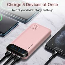 2-Pack Portable Charger 10000mAh, Slim USB C Input And Output Power Bank With LED Display Lightweight External Battery Pack Compatible For IPhone 14/13/12, Etc - Green and Pink - View 3