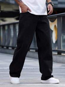 1 szt. Męskie jeansy Street Style Loose Fit Casual Washed Straight Leg, koreańska moda, uniwersalne