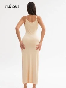 1 pezzo Nuovo arrivo primavera/estate Abito senza maniche tinta unita da donna, semplice ed elegante, abito a v con inserti in pizzo, stile maturo, per vacanze
