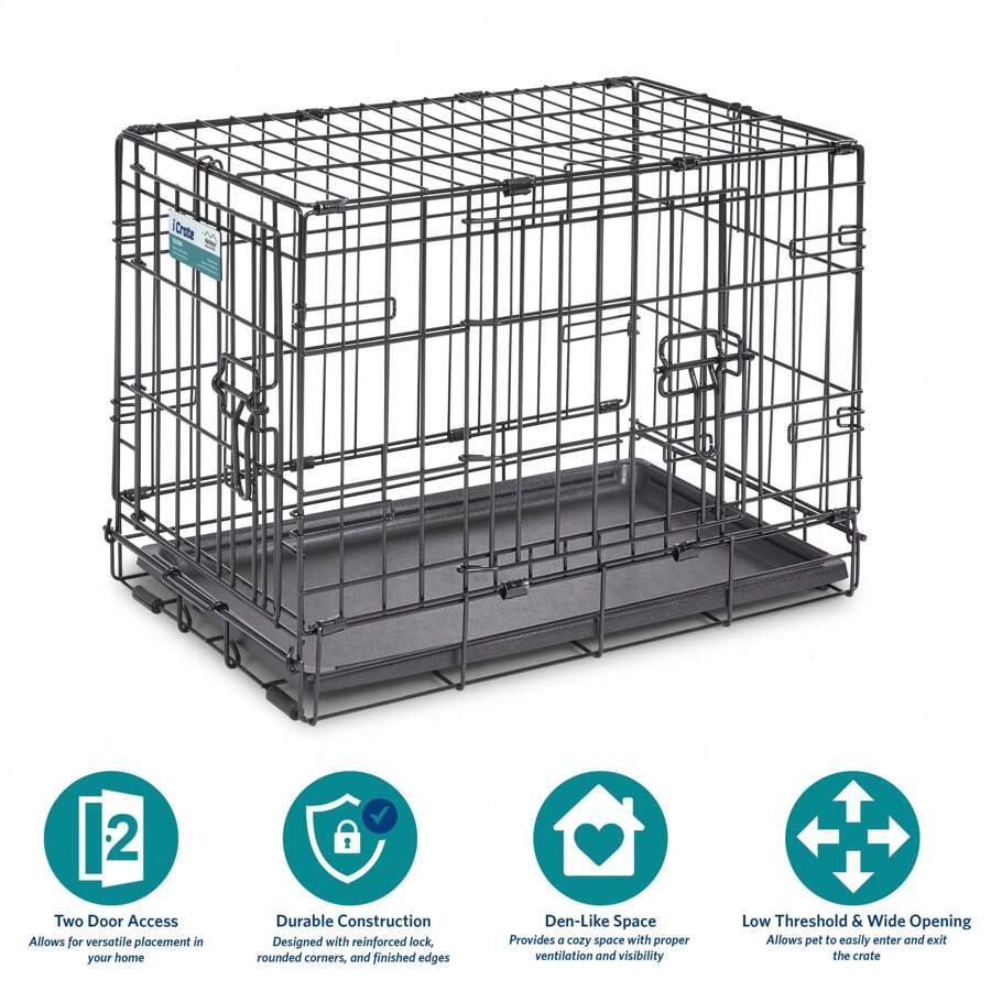 Photo inspiration: Fresh Look at Enhanced Double Door Icrate Dog Crate Includes Leak Proof Pan