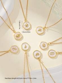 1pc Aço Inoxidável Golfinho & Branco Disco de Concha Pingente Colar, Adequado Para Uso Diário Feminino E Férias - Ouro amarelo - Ver 11