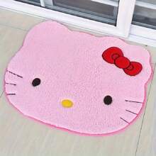 Sanrio 1pc Authorized Sanrio Hello Kitty Floor Mat - Soft, Modern Aesthetic Cat Rug With Cartoon Anime White Cat Face Design - Ideal For Living Room, Bedroom, Entryway Home Decor
