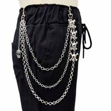 复古朋克金属骷髅腰链，适合青少年休闲户外、运动、旅行、毕业、生日、日常穿着