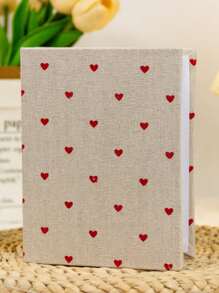 1pc 4R 6 Inch 100 Pages Heart Pattern Cloth Photo Album, Preserves Your Cherished Memories,Back To School,School Supplies - Multicolor - View 3
