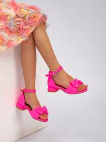 Nuevas sandalias de tacón alto con decoración de encaje, estilo lindo y sencillo, para verano - Rosa Fucsia - Ver 4