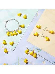 20 piezas de mini colgantes de pato de resina, adecuados para mujeres adultas para hacer pulseras, collares, aretes, llaveros y manualidades DIY - Amarillo - Ver 5
