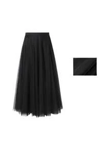 1pc Women High Waist Maxi Tutu Skirt, Available In Lake Blue, Pink, Olive Green, Blue Grey, Black, White, Red, Fluffy 4-Layer Mesh With 1 Layer Lining, No Bone Petticoat, Suitable For Dress Up, Stage Performance, Summer Mesh Skirt, Cosplay Fall Clothes For Women - Multicolor - View 10