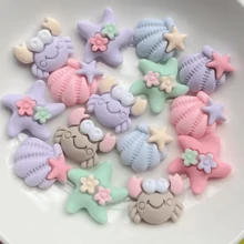 20 piezas de cabujones de resina con diseño de estrellas de mar y conchas serie marina linda para manualidades, decoración y accesorios de joyería DIY -JJ10