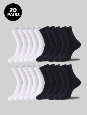 5/10/20 Pairs Unisex Casual Sports Socks, Suitable For Daily Indoor And Outdoor Wear, Size: (35~39), (39~42)