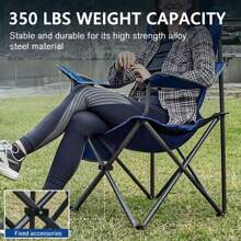 Folding Camping Chair High Back, Padded Lawn Chair, Portable Outdoor Chair For Adults, Supports 350 Lbs, Blue - Blue - View 8