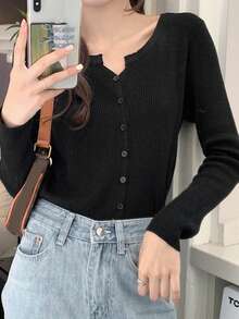 Minimalist Korean Style Gentle Long Sleeve Cardigan For Women