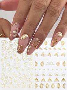 2 hojas con calcomanías de arte de uñas en relieve con estampado bohemio de mandalas, flores, hojas y encaje en 3D con efecto bronceado, decoraciones florales francesas autoadhesivas para diseños DIY