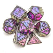 Metallic Glitter Dice Set, Handmade Solid Polyhedral D4 D6 D8 D10 D20 Dice Set, 7pcs Suitable For Role-Playing Games - Multicolor - View 1