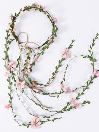 波西米亚风格女士花藤头带，新娘配饰人造花发带，婚礼派对发饰，学院风