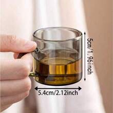 12/6/4/2 Pcs Black Transparent Heat Resistant Glass Small Tea Cups With Handle, Suitable For Home, Office, KTV, Ideal For Drinking Water, Tea, Beverages, Espresso Etc. [Note: No Cup Holder Included]