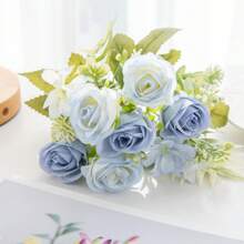 Bó hoa giả cẩm tú cầu và hoa hồng bằng lụa, 1/3/80 bông, cây nhân tạo, thích hợp cho bình hoa cưới mùa xuân, trang trí nhà cửa trong phòng khách, phòng ngủ, Ngày của Mẹ, Ngày Valentine, ngày lễ, tiệc sinh nhật, trang trí sân vườn mùa thu. - Hoa hồng Cẩm tú cầu-Màu xanh - Xem 3