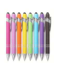 16 Metal Random Color Retractable Ballpoint Pens With Touch Screen Pen Tip - Medium Thick Pen Tip, Smooth Writing, Anti Slip Handle, Compatible With Multiple Devices - Suitable For Daily School/Office Use Back To School - Multicolor - View 12