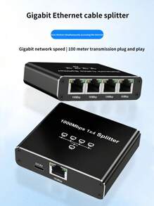 Gigabit Ethernet Cable 1-To-4 Splitter, Allowing Multiple Devices To Use The Internet Simultaneously At High Speed With A Single Network Cable, 1-To-4 Port Sharing Device, RJ45 Network Cable Splitter.