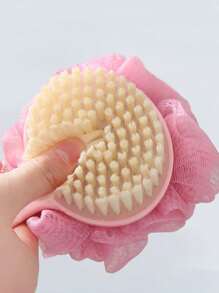 Cepillo corporal de lujo suave de esponja marina y cerdas de cerdo jabalí - Cepillo de baño curvo de mango largo que exfolia suavemente, unisex - Accesorios de spa de baño, para Body, rostro y cuidado de la piel
