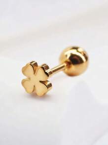 1Pc/1Pair Stainless Steel Gold/Silver Earrings With Four Leaf Clover Simple And Fashionable Design, Available In Multiple Colors, Compact And Mini Earrings, Earrings For Women's Daily Wear