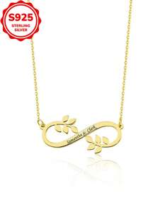 [Custom] 3.5g, 925 Sterling Silver, 1pc Personalized 8-Shaped Customized Necklace, Minimalist Versatile Necklace Accessory, Valentine's Day, Christmas Holiday Gift Customized Engraved Necklace, Custom Name Necklace Holiday Customized Engraved Gift (Custom Note Can Only Be In English, Other Languages Will Be Translated To English)