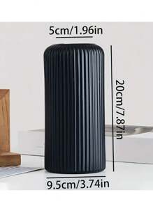 1pc Modern Style White Striped Plastic Vase - Ceramic Vase Imitation, Suitable For Fresh Flowers And Home Decor, Perfect Choice For Home And Cafe Decor, Striped Design, Simple Decorative Flower Arranging Item, Living Room
