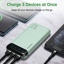 2-Pack Portable Charger 10000mAh, Slim USB C Input And Output Power Bank With LED Display Lightweight External Battery Pack Compatible For IPhone 14/13/12, Etc - 綠色*2 - 查看 2