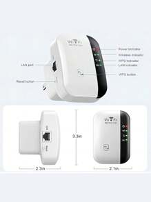 Extensor WiFi, extensores WiFi, Aumente la señal de su WiFi hasta 300Mbps - Repetidor Inalámbrico de Largo Alcance Punto de Acceso - Tipo de Enchufe A USA (110-127V) - Ver 2