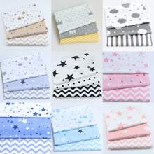 3 Pcs/Lot Cartoon Starry Sky Cloud Star Series Twill Fabric Five Pointed Star Crown Design Printed Cloth Geometric Stripe/Wave Pattern Design DIY Handmade Cloth Head Quilting Patchwork Cloth Group Pillow Cover Cloth Block Sewing Scrapbooking Cloth Tecidos Calico
