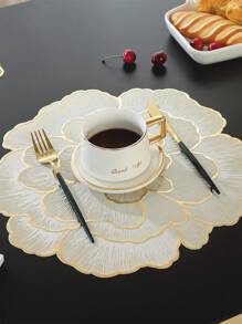 6/8pcs Hotel & Restaurant Round PVC Non-Slip Placemats, Gold/Silver Heat Insulation Pad To Protect Table Surface, Suitable For Wedding, Christmas, Party, Home Kitchen Dining Decor