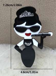 1pc Handmade Elegant Black And White Acrylic Brooch, Creative Women Lapel Pin Accessory School Office Accessories Shirts Jacket Jewelry Halloween Clothes Pin Funny Cute Teacher Gifts Costume Accessories Bag Charms