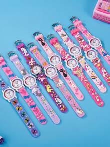 1 pieza Reloj de cuarzo de silicona con diseño de macaron de colores lindo y de dibujos animados, apto como regalo de cumpleaños