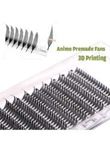 240/111 Fans 3D Printing Anime Premade Fans C D Curl Volume Fairy Wispy Cashmere Velvet Promade Fans Lash Extensions Cosplay False Eyelash Extensions - D - View 4