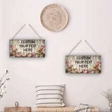 1 件定制木门标志 - 个性化花卉悬挂装饰，适合婚礼、生日和特殊活动，乡村风格墙壁艺术，天然木材表面，送给朋友和家人的完美礼物，波西米亚风格装饰 - 彩色 - 查看 6