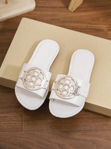 2025 New Summer Girls Sandals, Non-Slip Flat Casual Fashion Versatile Strap Slippers - White - View 3