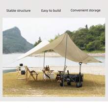 1 Pc Butterfly Canopy Tent For Camping & Outdoor, Extra Large Hexagon/Octagon Sun Shade, Silver Coated UV Protection - Blue Cloud Gray - View 1
