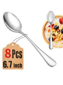 8/4 piezas Cuchara de café de mango largo, Cuchara de té helado de acero inoxidable, Cuchara de helado, Cuchara para revolver, Cuchara para postre, Cuchara de café, Cuchara de helado, Cuchara para mezclar, Hotel, Restaurante, Cuchara de mermelada pública, Vajilla Útiles escolares, Vuelta al cole, Regalos para el Día de la Madre y el Día del Padre